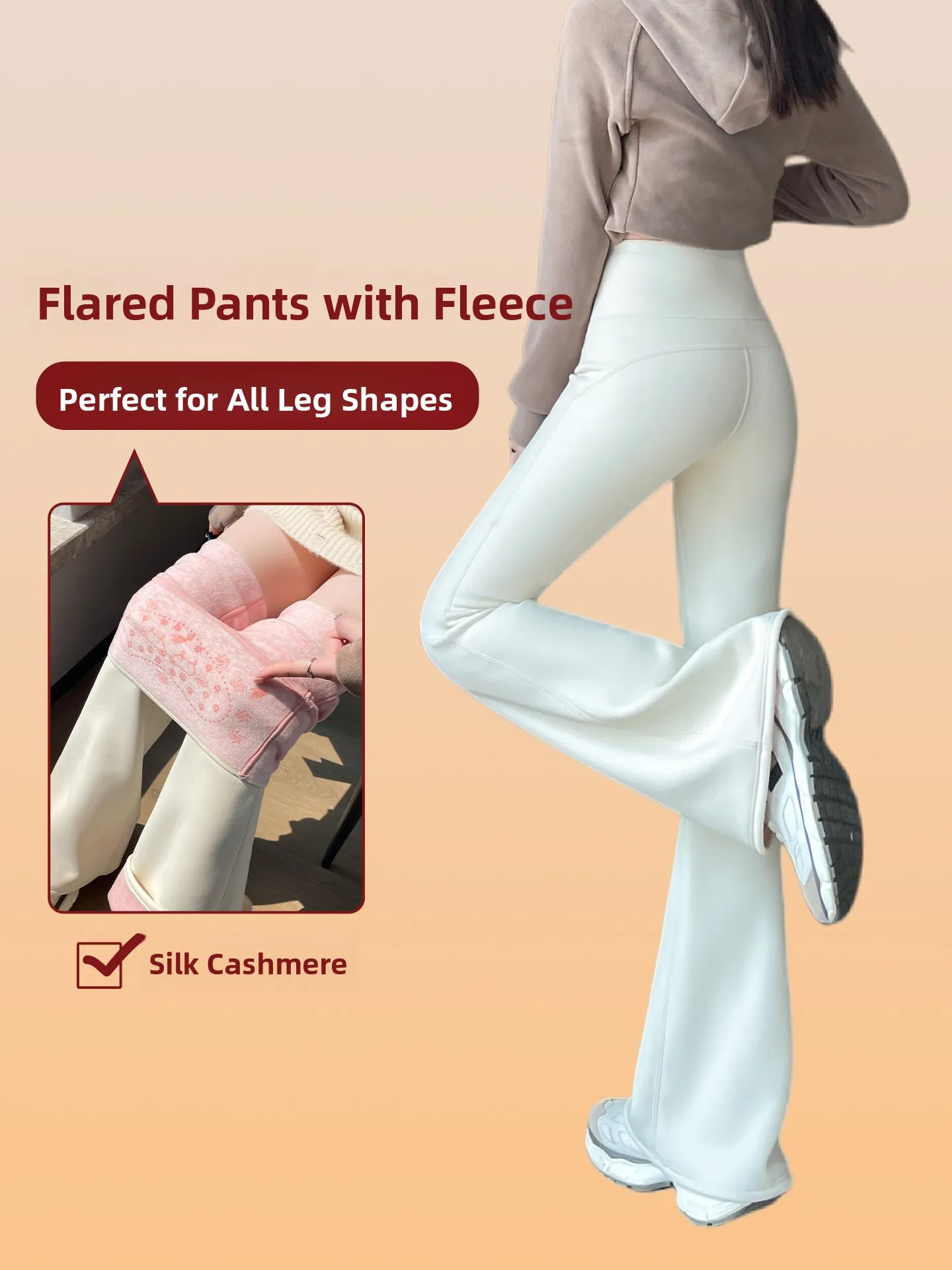 

Camere Silk Wide Leg ark Skin Pants Women's Outerwear Autumn Winter High Waist Tummy Control Yoga Tights Fce Lined Warm