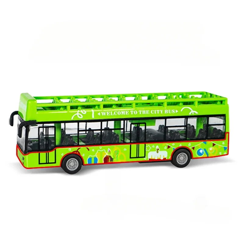 Kinder 1:64 Legierung Auto Modell Buss Spielzeug Auto Open Top Buss Modell Pull-Back-Bus Trägheit Autos Stadt Tour bus ABS Autos Modell Spielzeug