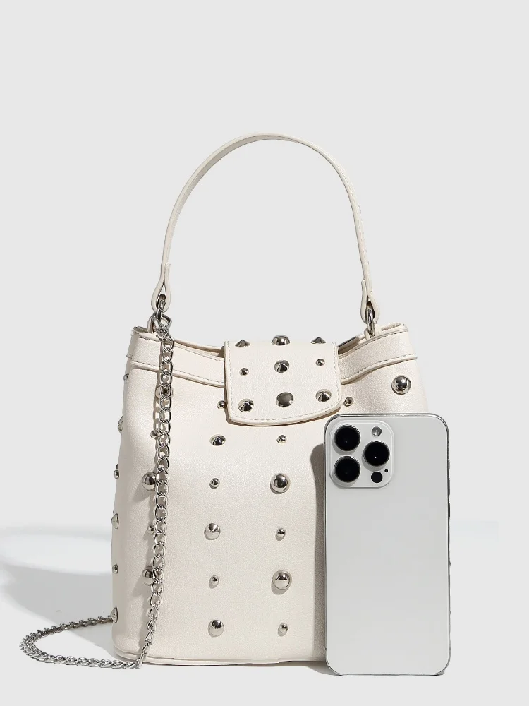 المرأة برشام دلو حقيبة فاسق نمط بولي Leather الجلود 2025 جديد نسيج معدني موضة تحت الإبط حقائب سلسلة حقائب كتف حقائب اليد متعددة الاستخدامات #4