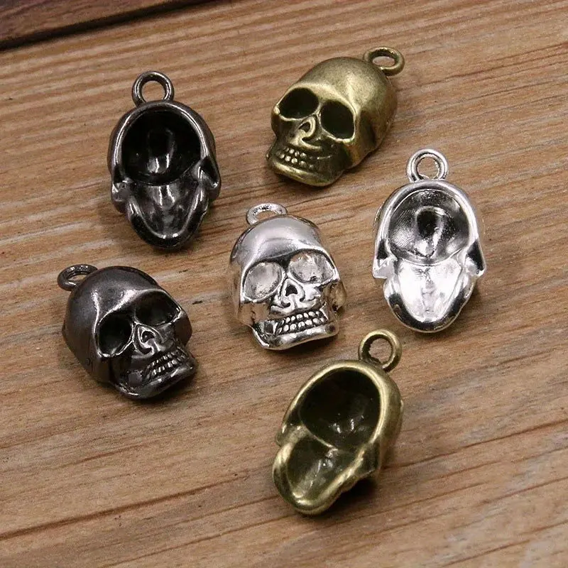 12 Stück Retro Totenkopf-Anhänger aus Legierung, DIY Halloween Schmuckzubehör, Kleinteile für handgemachtes Kunsthandwerk – Detail 2