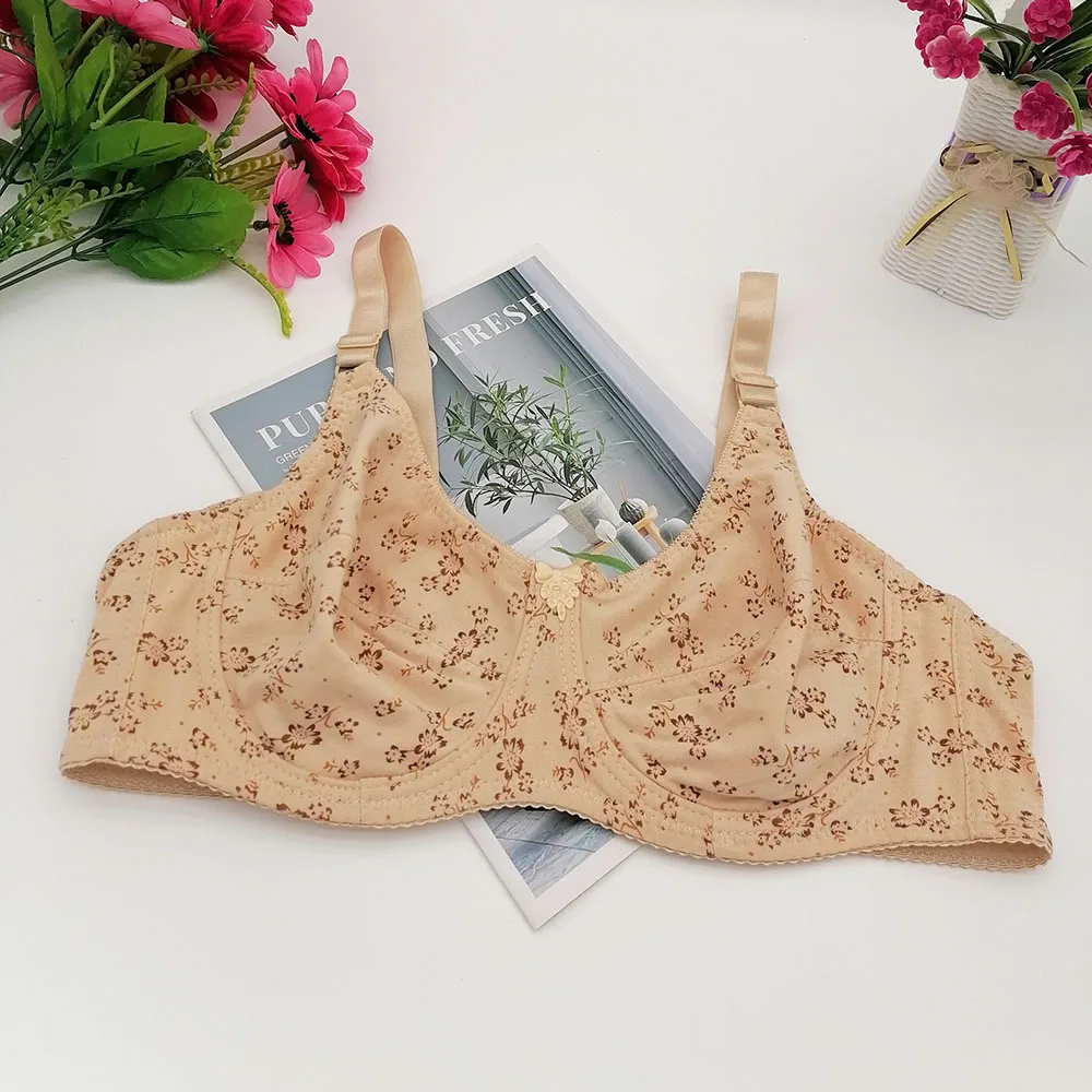 85 90 95 100 105 110 115 D DD E F Cup Women\'s Bra Plunge Lingerie Sexy Lace Bras Floral Printing Thin Mold Push UP Bralette C19