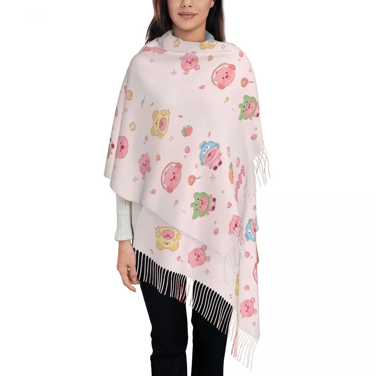 

Loopy Cartoon Cute Scarf for Women Fall Winter Cashmere Shawl Wrap Long Large Shawl Scarf for Evening Dress