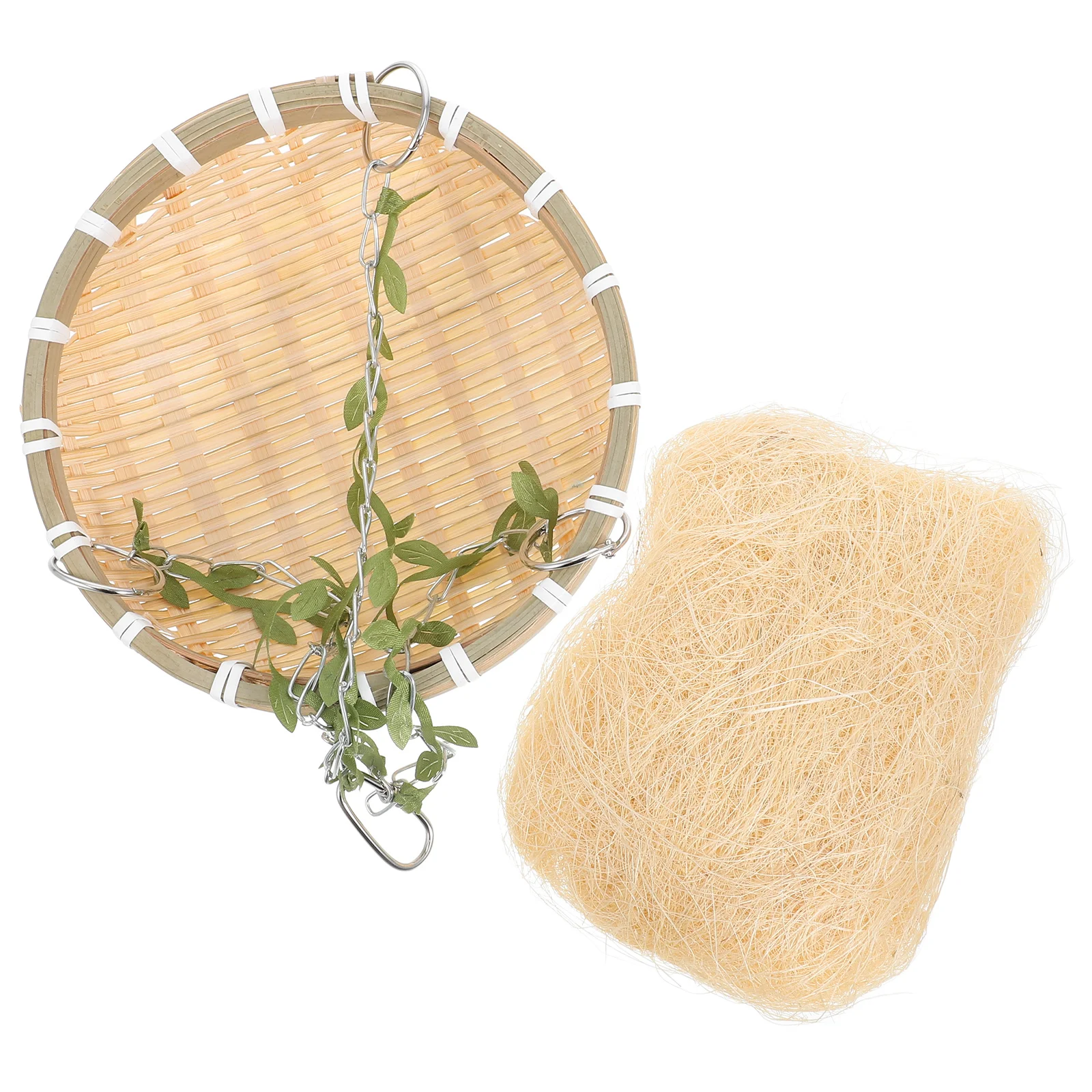 

Bamboo Bird Nest Coconut for Parrot Cage Striped Bass Hut Perch Cages Parrots