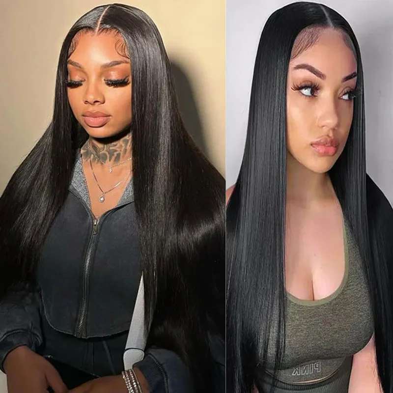 

200 Density 40 Inch Bone Straight Human Hair Frontal Wig For Black Women 13x4 13x6 HD Transparent Lace Brazilian Front Hair Wigs