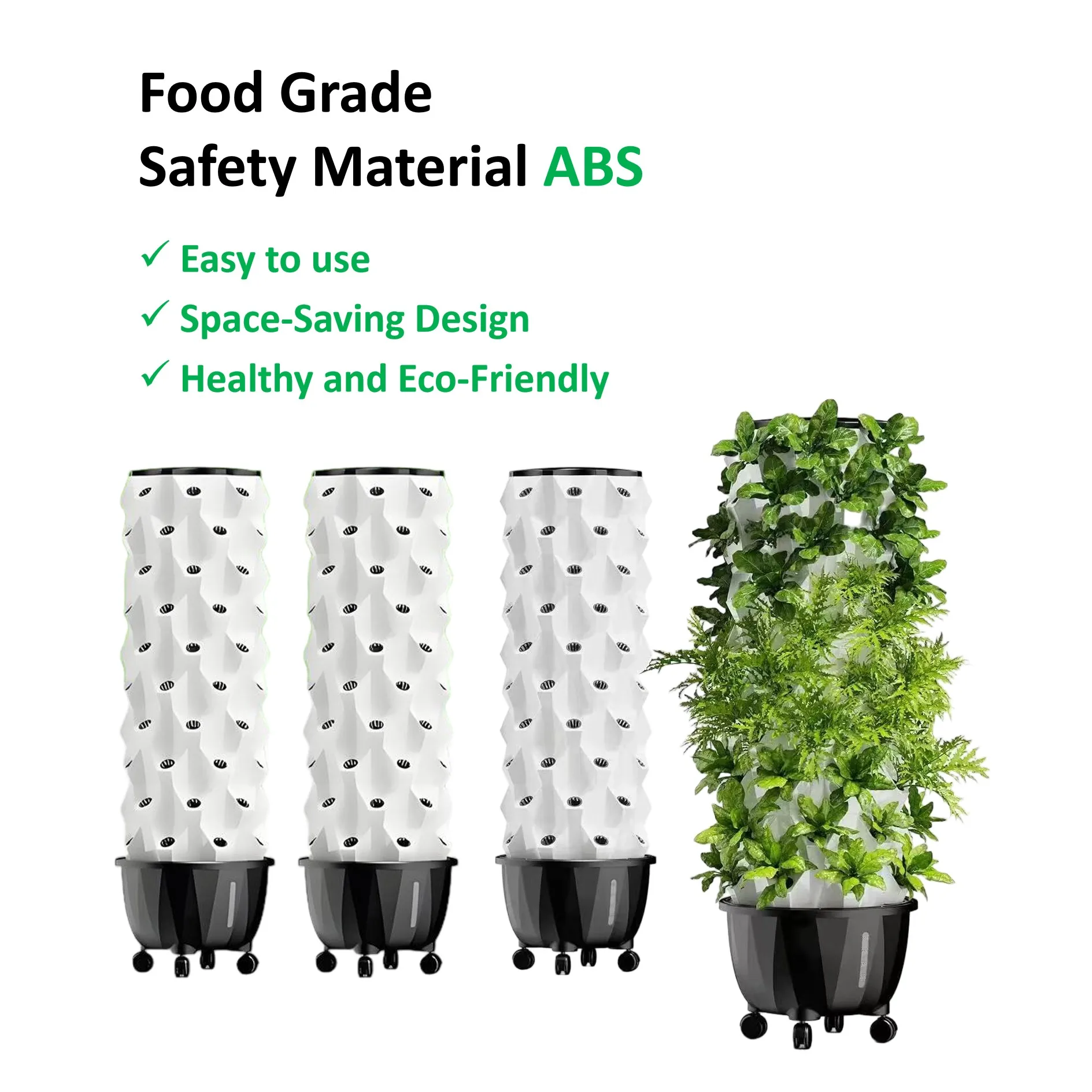 8 Tier Vertical Hydroponic Tower Holds 64 Plants Commercial NFT Growing System Water Saving High Density Planting for Garden Far
