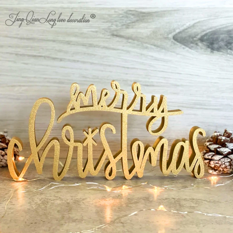 

Custom Merry Christmas Sign, Holiday Decor, Self Standing, Home Decor, Displays on a Mante or Tabletop, Hand-Lettered