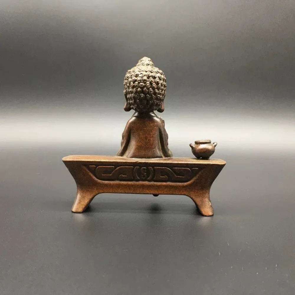 Fine Craft Solid Brass Baby Buddha Incense Holder Statue Prince Buddha Tea Pet Desk Zen Gift