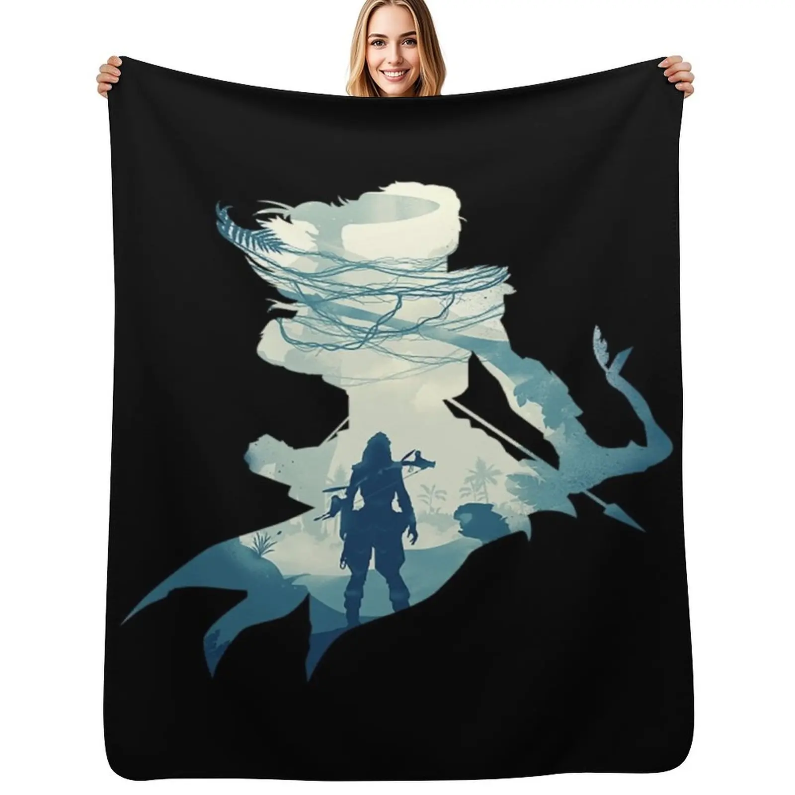 

Horizon Zero Dawn T-ShirtNot Safe To Go Alone Throw Blanket Sofa Throw Large Bed covers Blankets