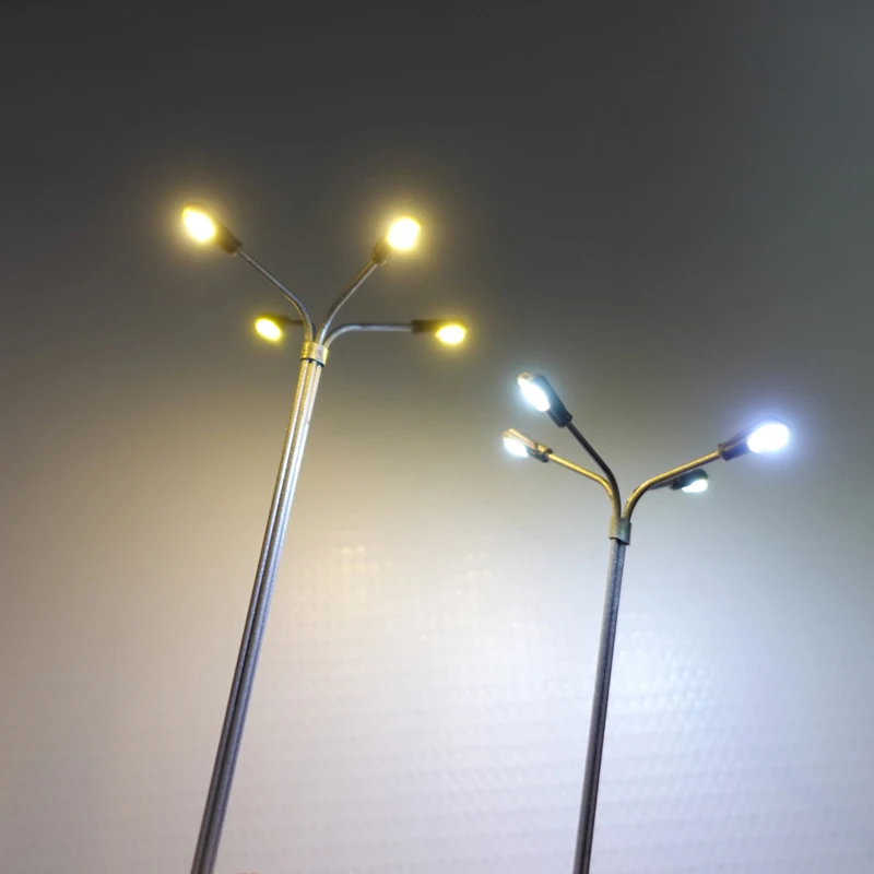 1:87/1:100 Scale Street Lamp 4 Led Lamppost Diy Material Street Light Train Railway Layout Model Building Light Road Lamp 3V-12V