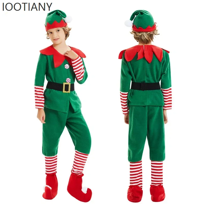 أزياء عيد الميلاد للأطفال للأولاد والبنات أزياء قزم عيد الميلاد الخضراء للأطفال الصغار ملابس عيد الميلاد أزياء أداء الوالدين والطفل