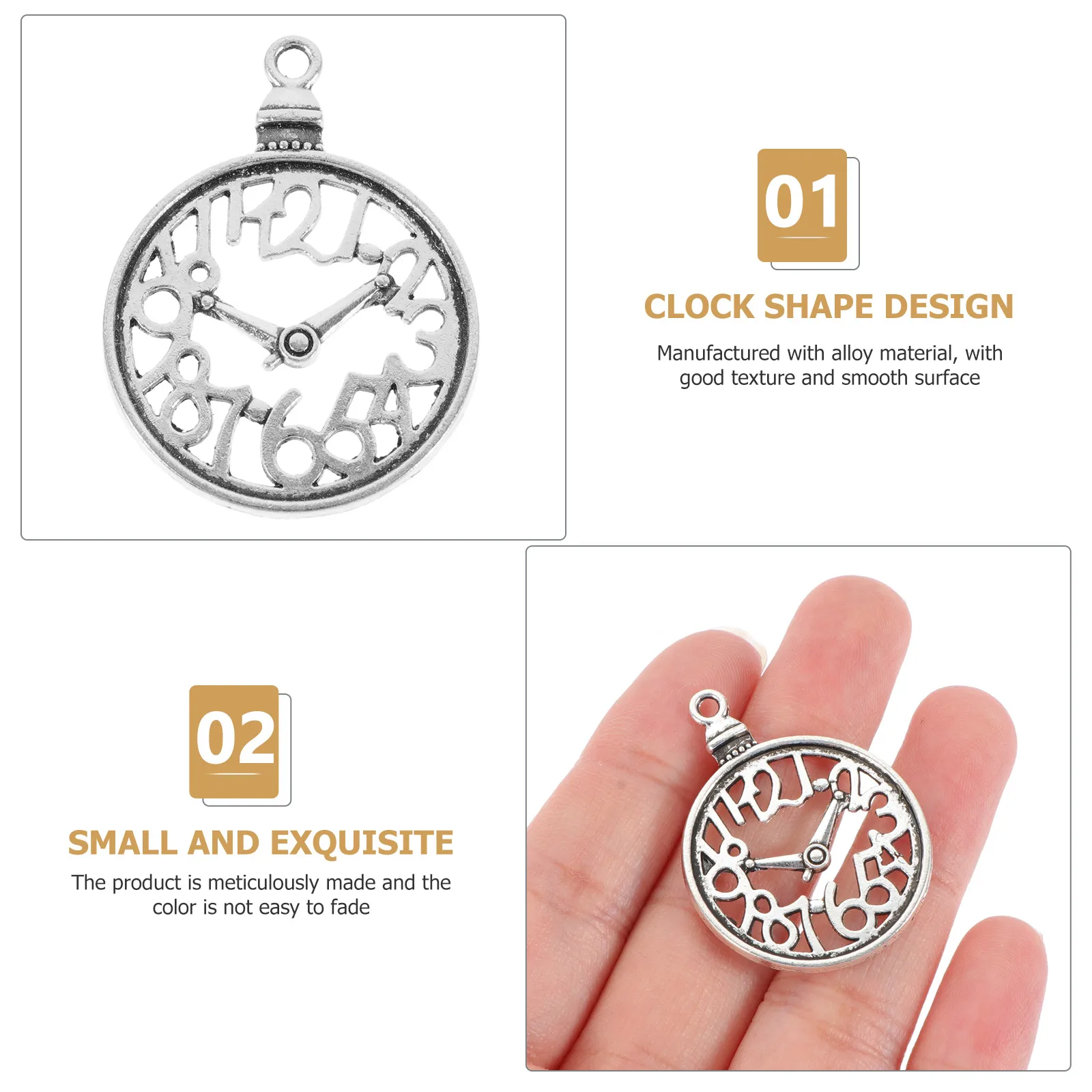 

60 Pcs Vintage Clock Accessories Alloy DIY Pendants Smooth Surface Jewelry Making Charms Necklace Decorative Projects
