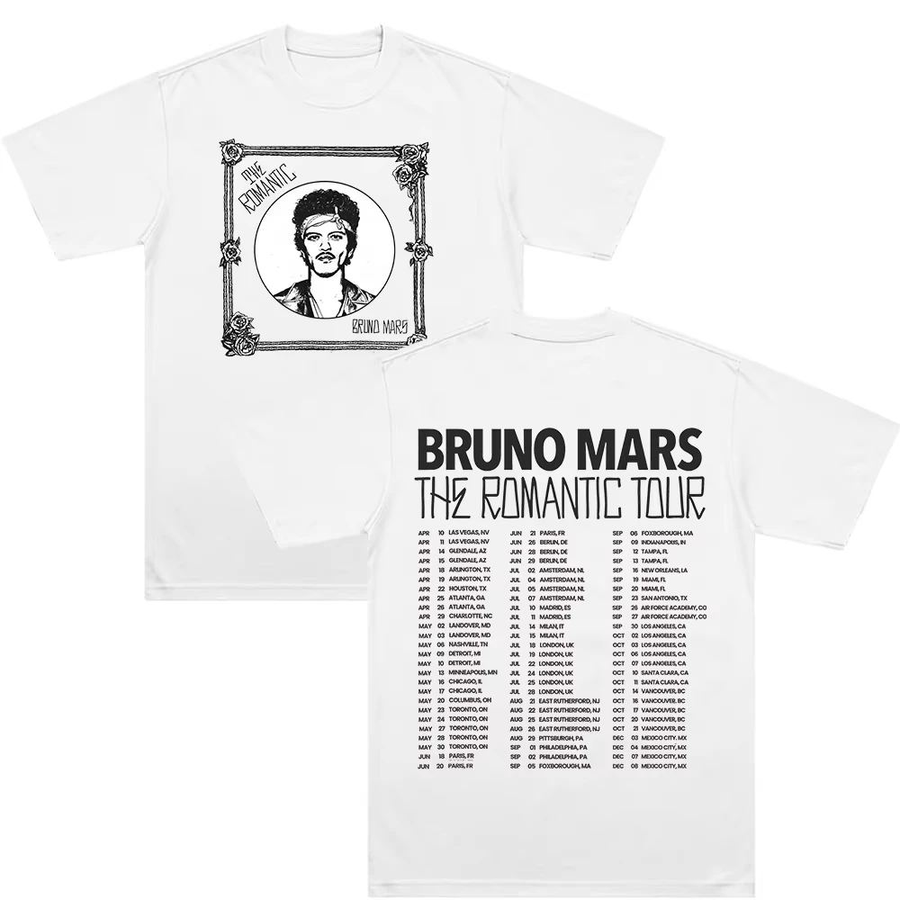 2026 The Romantic Tour Tee Bruno Mars New Date Tour T Shirts Y2K Aesthetic Streetwear Unisex Casual Cotton Comfort Fashion Tops