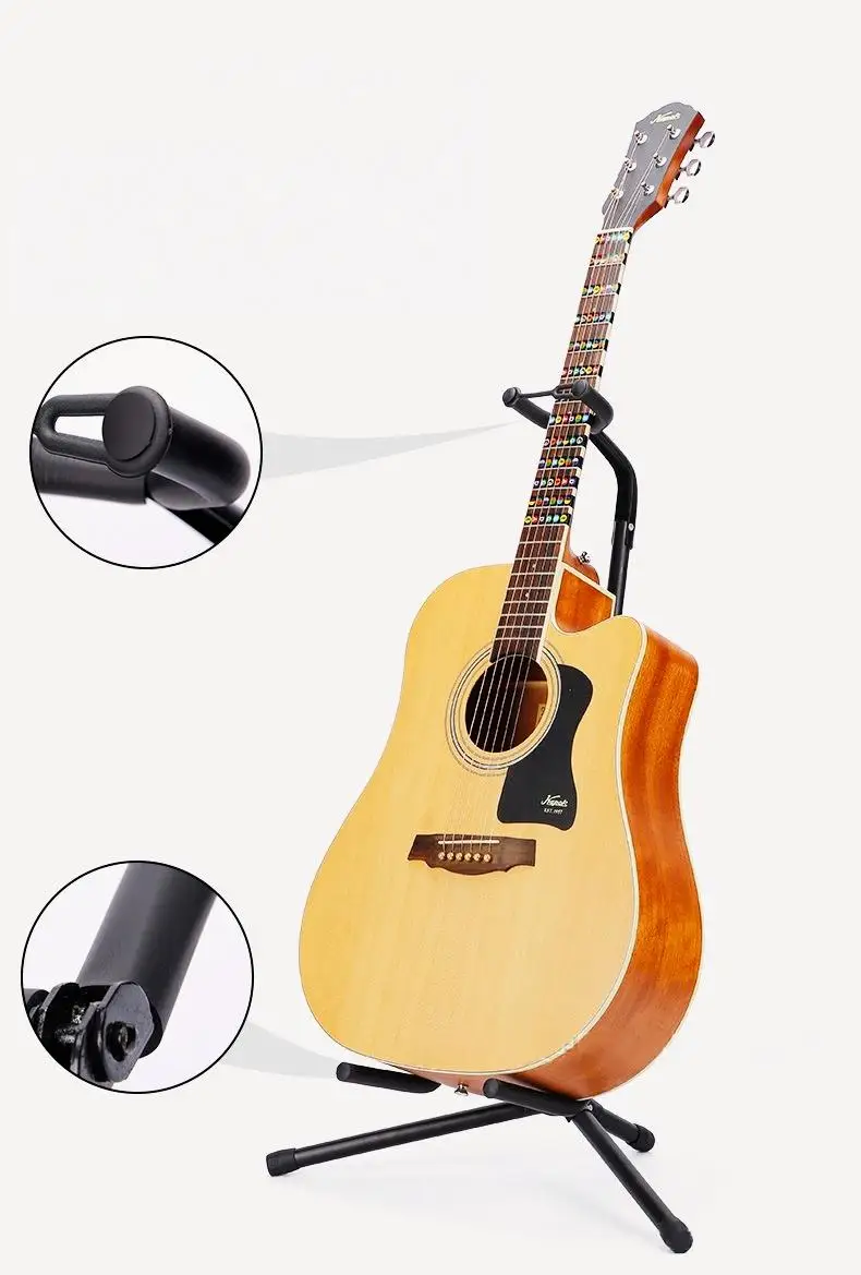 Adjustable Metal Guitar Floor Stand Foldable Durable Musical Instrument Portable Metal Height Folding Guitar Stand Holder