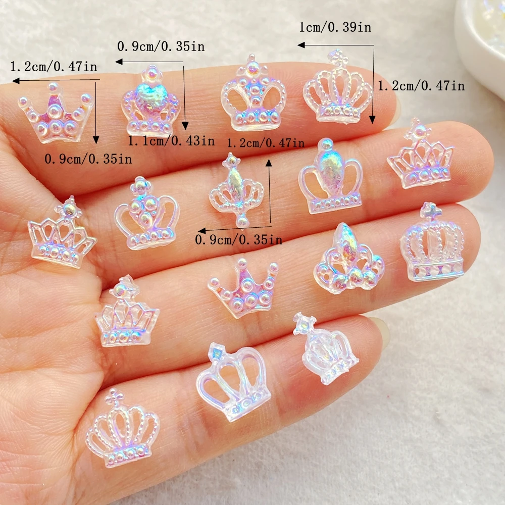 50 pezzi energici carini mini corona di cristallo colorato nail art resina designer charms decorazioni 3D fai da te gioielli
