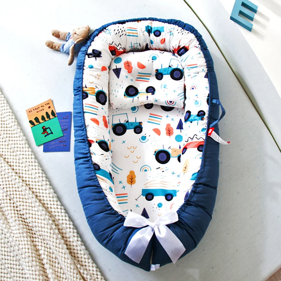 INS Newborn Baby Nest Bed Portable Crib Travel Bed Tissu Coton Baby Nestje Baby Lounge Bassinet Bumper With Pillow Cushion