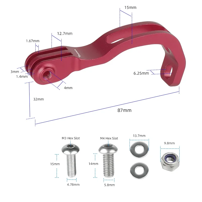 Support de caméra Uni Body pour éclairage de sauna, fourche de vélo pliante VTT, support en aluminium anodisé CNC, installation adaptée pour GoPro