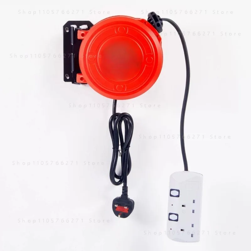 for Automatic Retractable Cable Reel 6m, Portable Cord Winder with Self-Recovery, 1.5mm² 2 Core Cable + Waterproof Socket