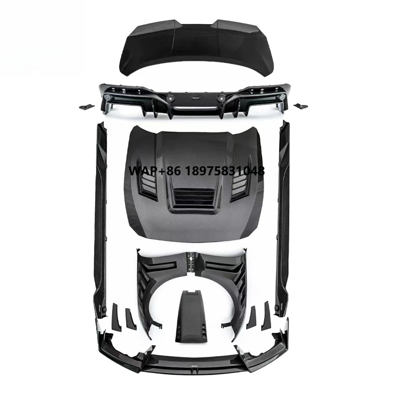 Full Carbon Fiber Body Kit for Mustang 2024 to 2026 Front Lip Fenders Hood Side Skirts Rear Lip Trunk Lid Roof Scoop