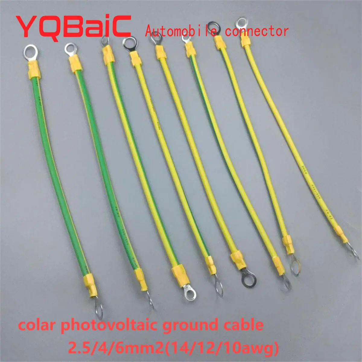 10 PCS BVR Yellow-Green Solar Photovoltaic Grounding Wire Terminals 10/12/14 AWG Copper PV Cabinet Bridge Leakage Earth Cable