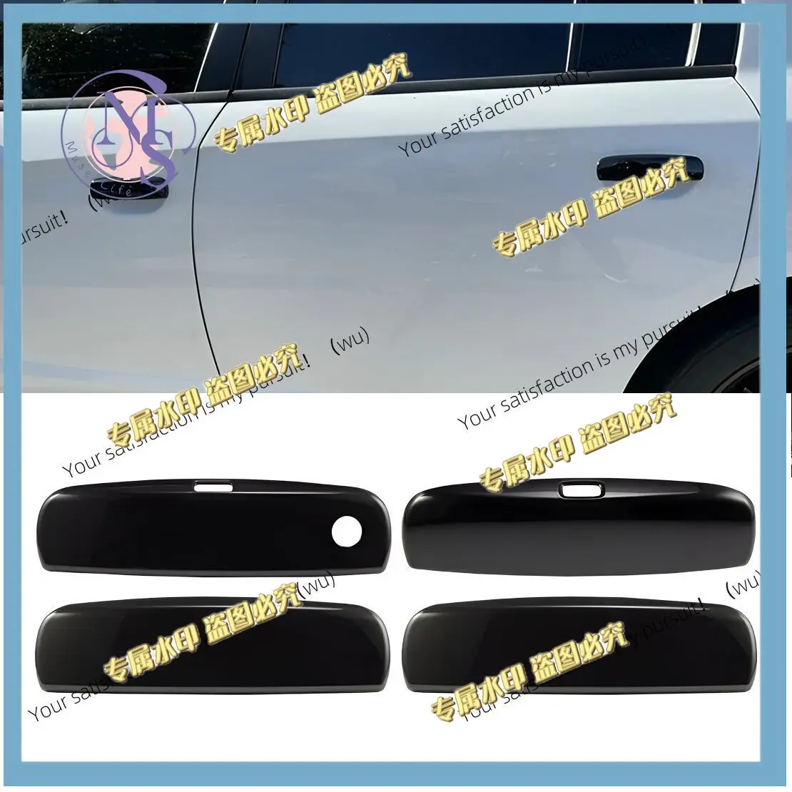 Glossy Black Exterior Door Handle Cover Trim With Smart Keyhole Fit For Dodge Charger 2011 2012 2013 2014 2015 2016 2017-2021