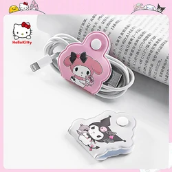 Sanrios Data Line Accessories Kuromi USB Charger Cord Management Cute Mymelody Cable Organizer Cable Holder Ties Winder Clip