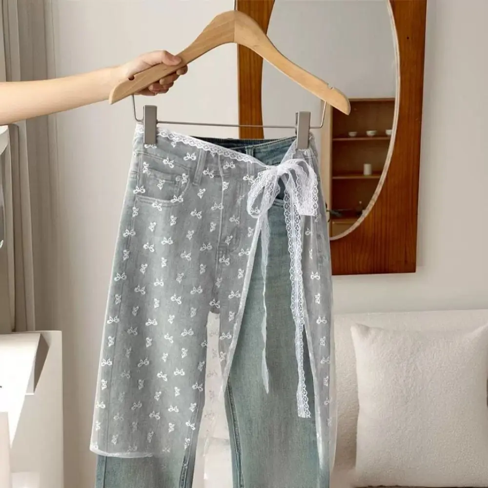 Moda renda renda em camadas gaze saia versão coreana única saia floral rendas até renda fina amarrar picante menina avental senhoras