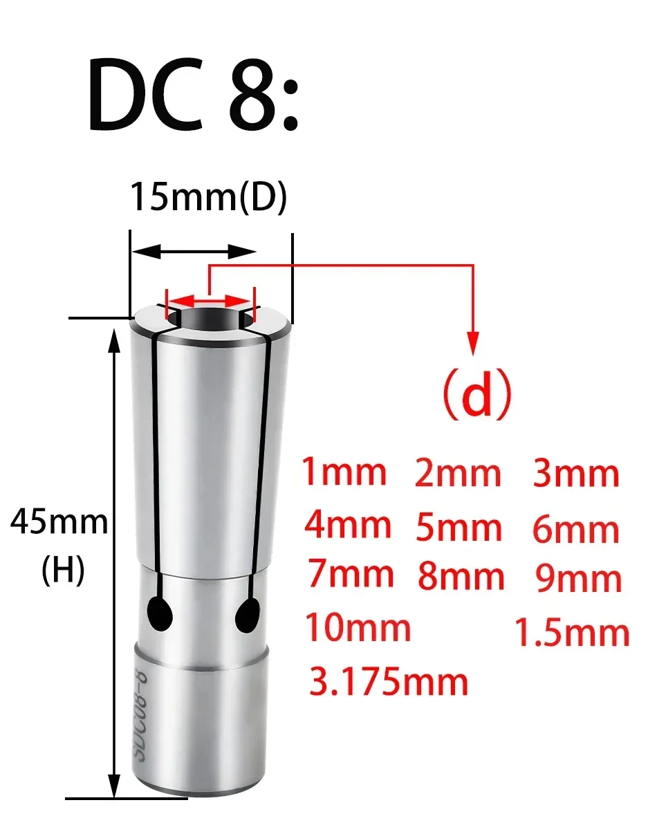 Accuracy 0.003 Precision Cnc Collet DC4 DC6 DC8 DC12 Chuck Collet Pull Back Collet High Precision Collet Dc Collet