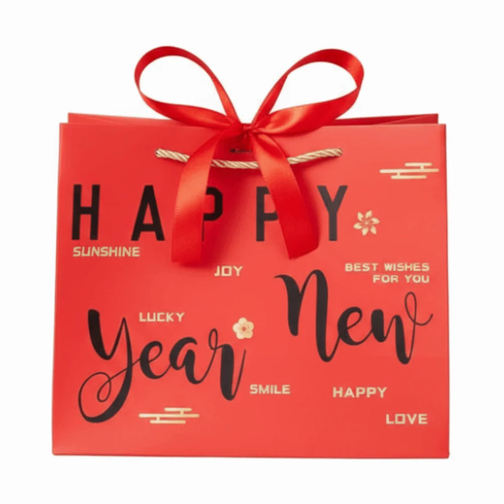

Durable Paper Gift Packing Bag Bow Ribbon Portable Clothing Handle Bag Thickened Red Present Wrap Bag Spring Festival