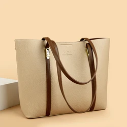 New autumn Single Shoulder Large Capacity Messenger Droadband Female Solid Color Handbag Luxury Ladies Bucket PU Shoulder Bag