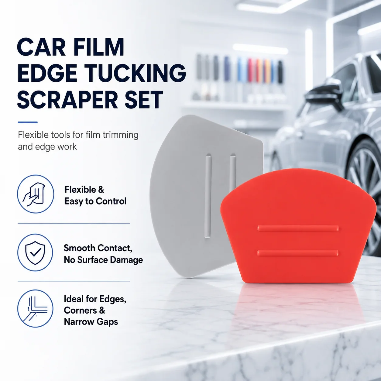 Soft TPU Fan Shape Squeegee Anti-Scratch Scraper Car PPF Paint Protection Film Vinyl Wrap Window Tint Car Detailing Install Tool