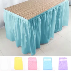 73x420cm 파스텔 테이블 스커트 베이비 키즈 생일 파티 장식 핑크 블루 일회용 테이블 스커트 커버 세례 샤워 웨딩