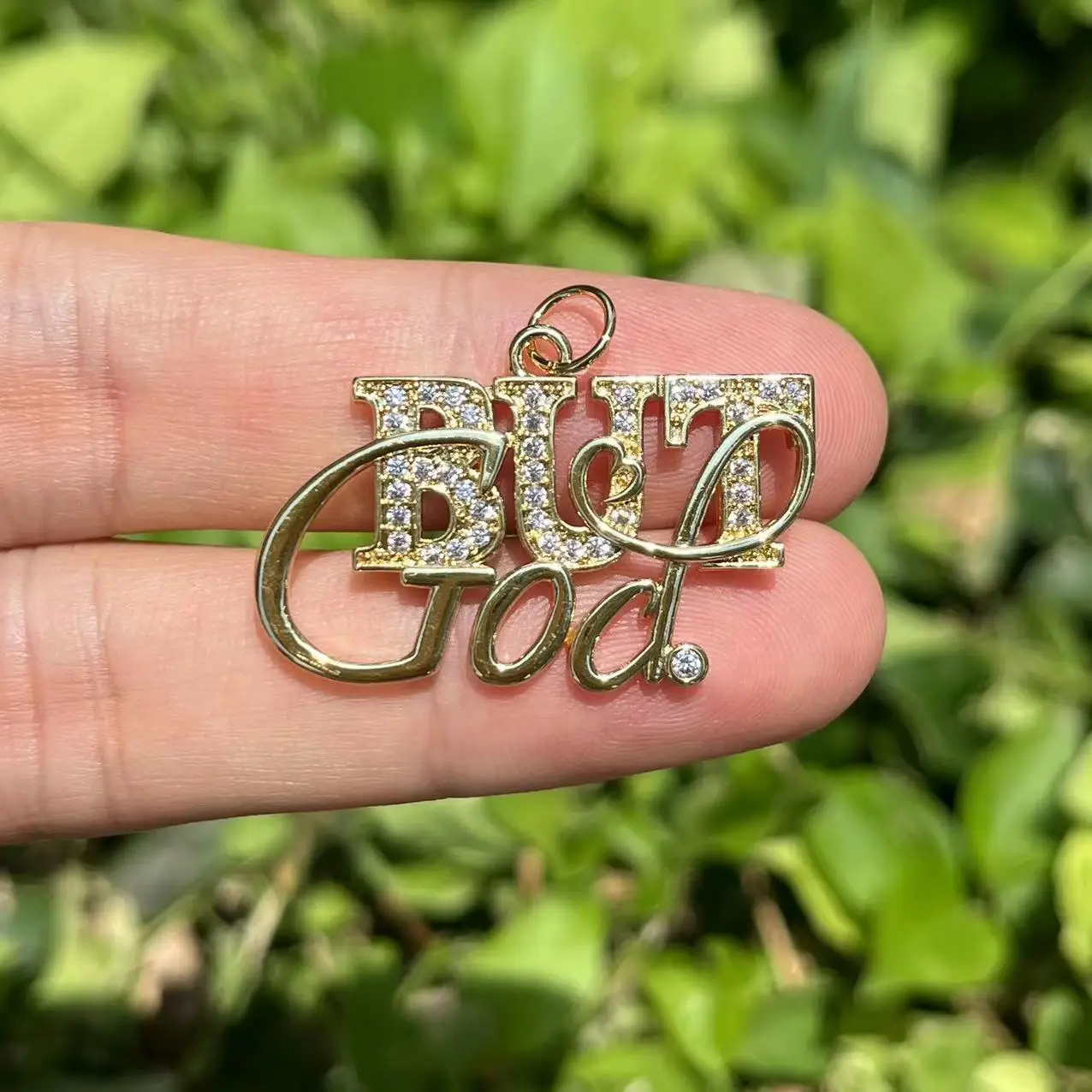 5pcs Zirconia Pave Religious But God Charms Boutique Accessory for Custom Bracelets Making