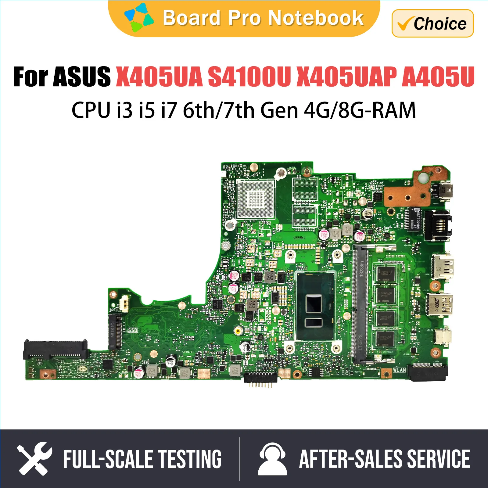 X405UA For Asus S4100U X405UAP X405UR X405UB A405U V405U S405U K405U X405UQ Mainboard CPU i3 i5 i7 6th/7th Gen 4G/8G-RAM