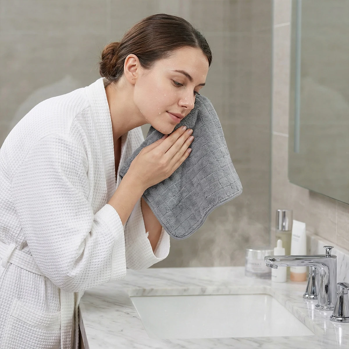 6-Piece Towel and Bath Towel Set, 2 Bath Towels + 2 Hand Towels + 2 Face Towels, Coral Fleece Towels, Soft, Comfortable, Skin-Friendly, Highly Absorbent, Quick-Drying
