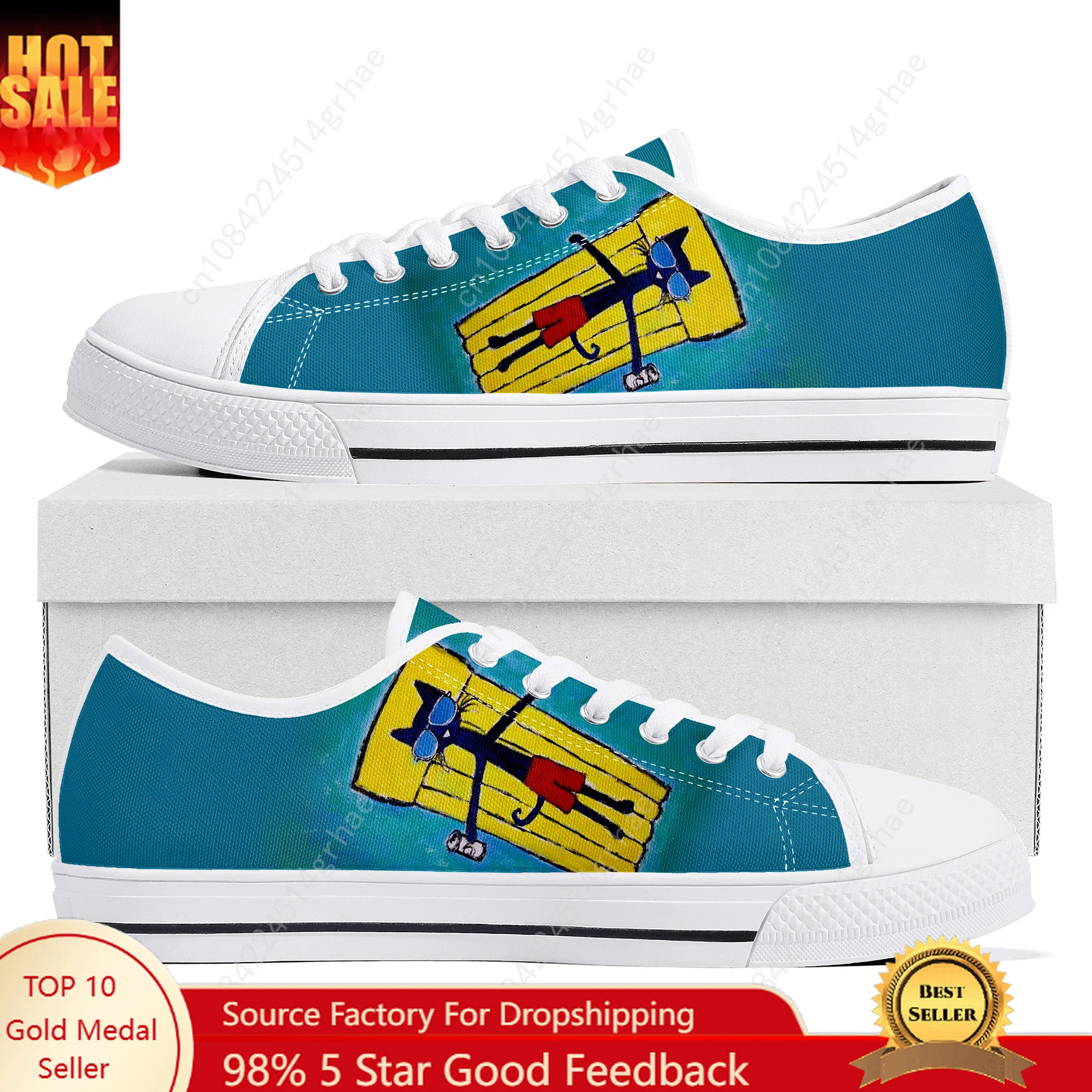 Pete the Cat I Love My White Shoes Low Top Sneakers Womens Mens Teenager High Quality Shoes Tailor-Made Canvas Sneaker Shoe