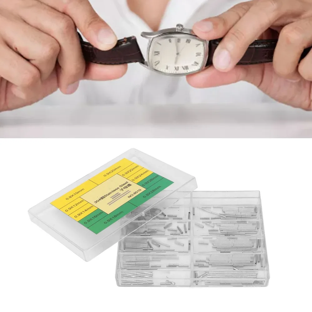 Silver Watch Band Strap Tube Pin Stainless Steel Different Sizes Notched Tube Pin Set Watchband Tube Pin Assortment