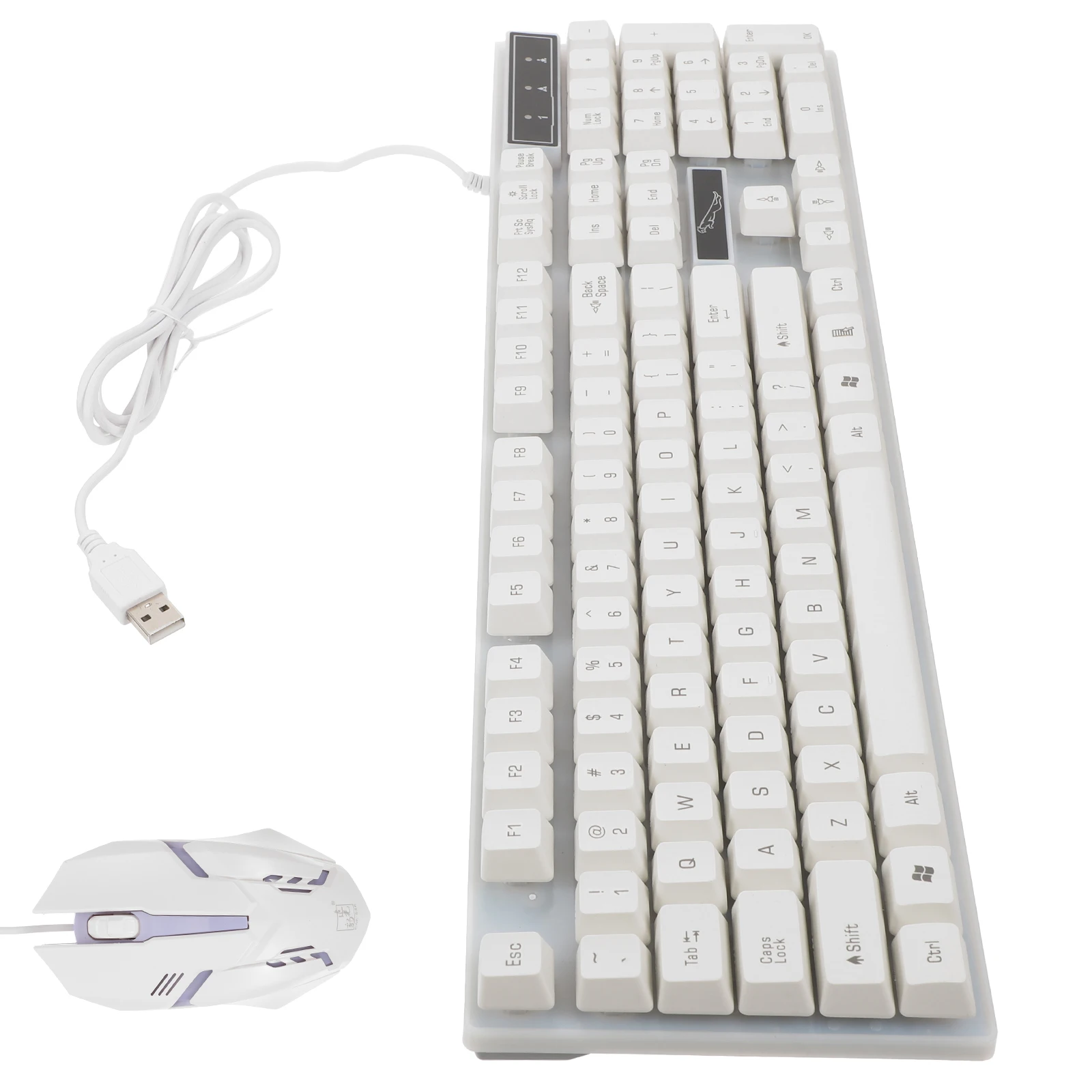 

104 Keys Keyboard Mouse Set Wired Backlit Mechanical Gaming USB Plug Play Anti-Slip LED Floating Keys Cool Design Gamer for PC