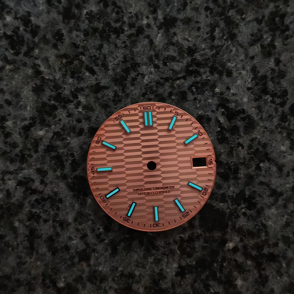 28.5mm Honeycomb Embossed Surface Watch Dial For NH35 NH34 NH36 4R35 Series Mechanical Movement BGW9 Luminous Watch Accessories