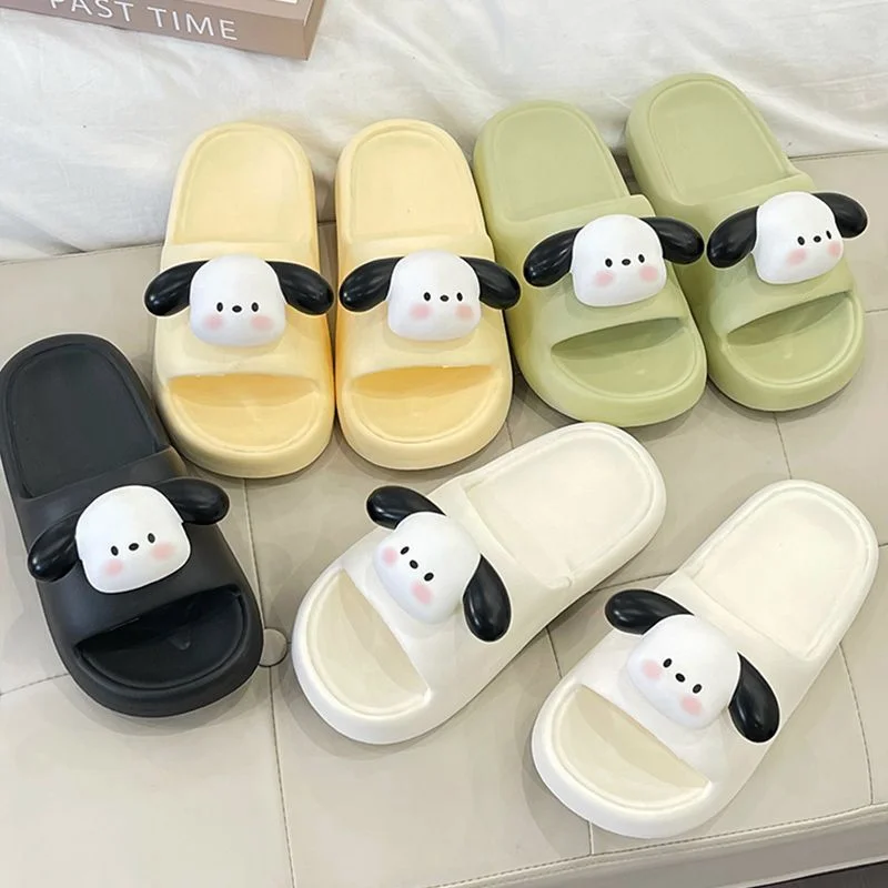 Sanrio Kawaii Pochacco Slippers Students Cartoon Female Summer Wear Flip Flops Beach Couples Home Casual Bath Non slip Sandals