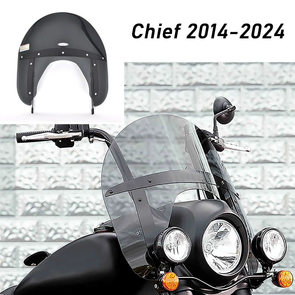 Panical Quick Release Smoky Gray Windshield Windscreen Spoiler Air Deflector for Indian Classic Chief Dark Horse Chief 2014-2024