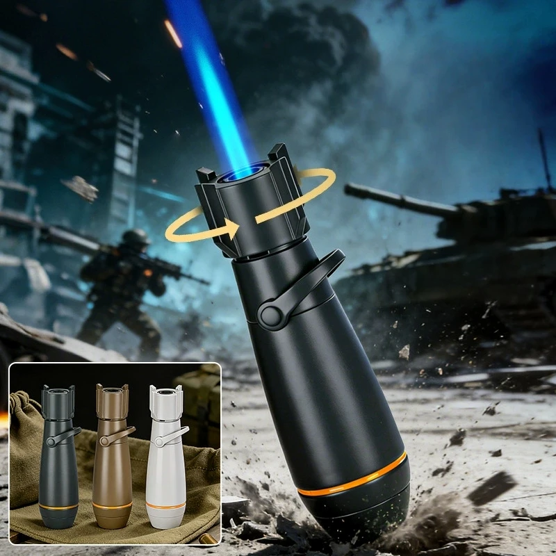 

New Metal Rocker Arm High-temperature Spray Gun Lighter Windproof Inflatable Rotatable Outdoor Portable Igniter Men's Small Tool