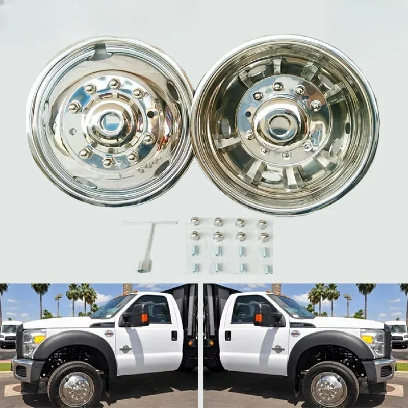 19.5 Inch 304 Stainless Steel Wheel Cab Cover Hubcap PCD225 Fit 2005 Bus Truck Simulator Set