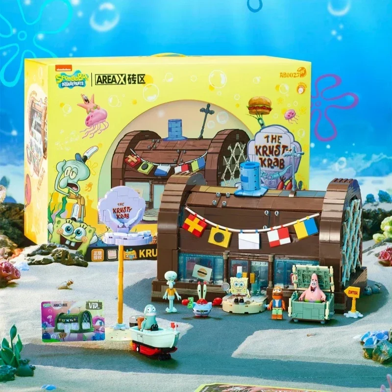 Bob Esponja SquarePants bloques de construcción dibujos animados Krusty Krab restaurante modelo montaje juguete Patrick estrella capitán regalo de cumpleaños