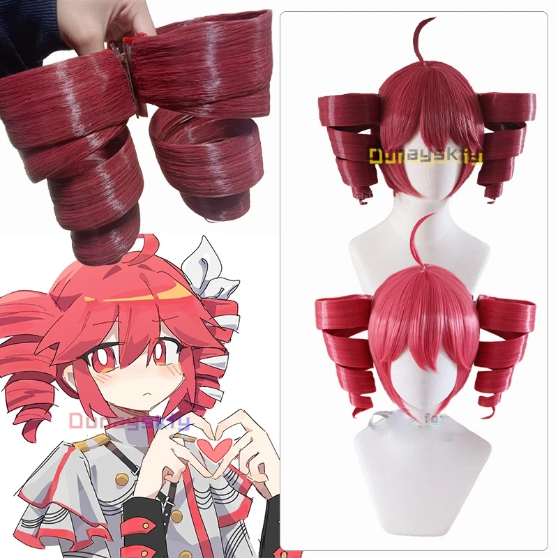 Anime Kasane Teto Cosplay Costumes Women Cute Red Ponytail Wig High Heat Resistant Hair Teto Role-playing Wig Long Curly Hair