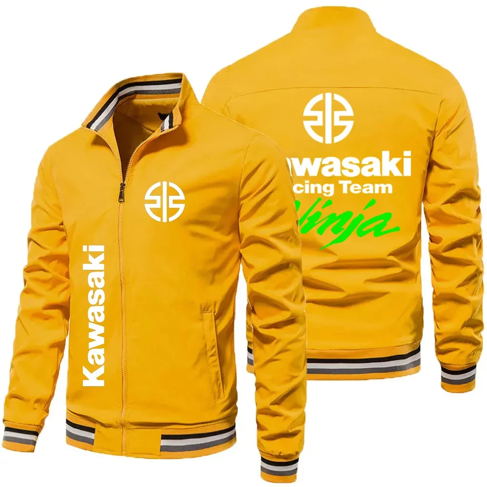 2023 Lente/Zomer Nieuwe Groene Rits Jas Herenmode Kawasaki Motorfiets Logo Harajuku Sportkleding Damesjas