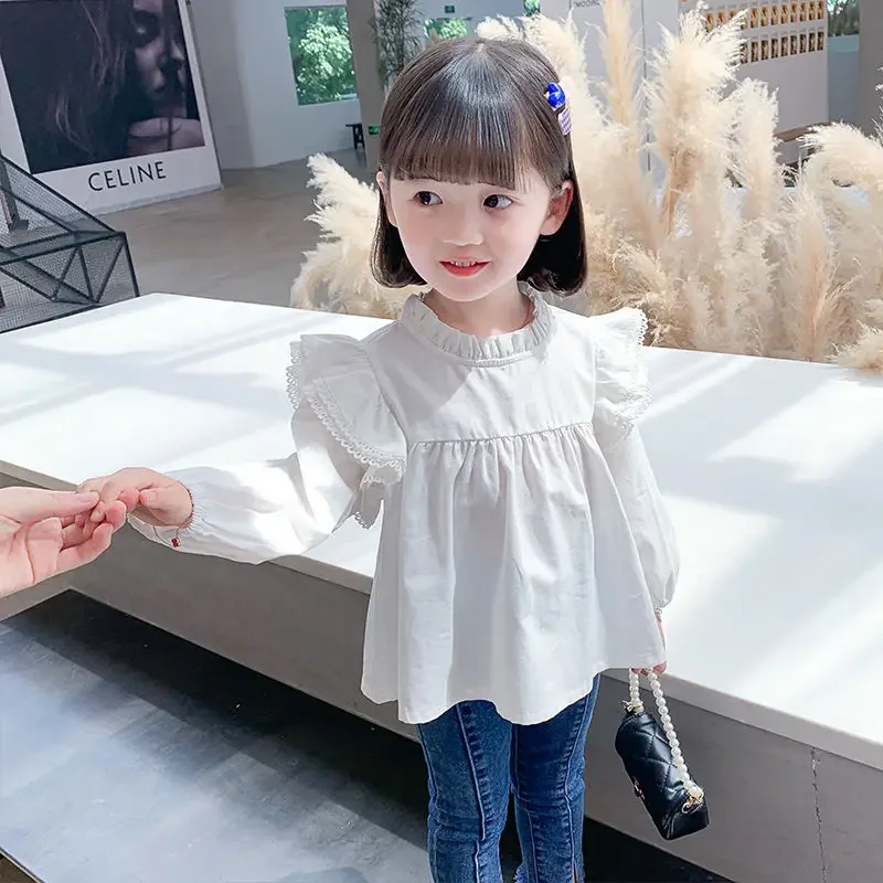 

Children's shirt Spring and Autumn new long sleeved doll shirt Children's fashionable base shirt Cotton top