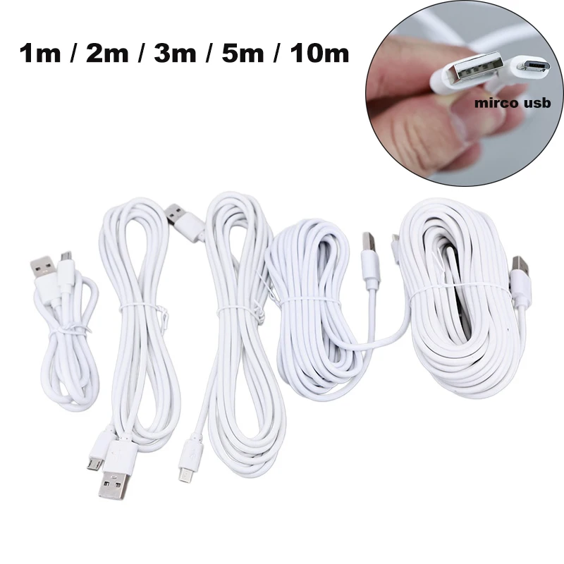 Ultra-long USB to mirco usb extend charging cable suitable for monitoring driving recorder printer Micro USB 3M 5M 10M W28