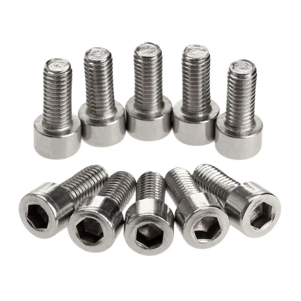 10Pcs Stainless Steel Bicycle Screws for Most Mountain Bike Water Bottle Holder Cages Racks Enhancement M5*12 Hexagon Bolt Screw