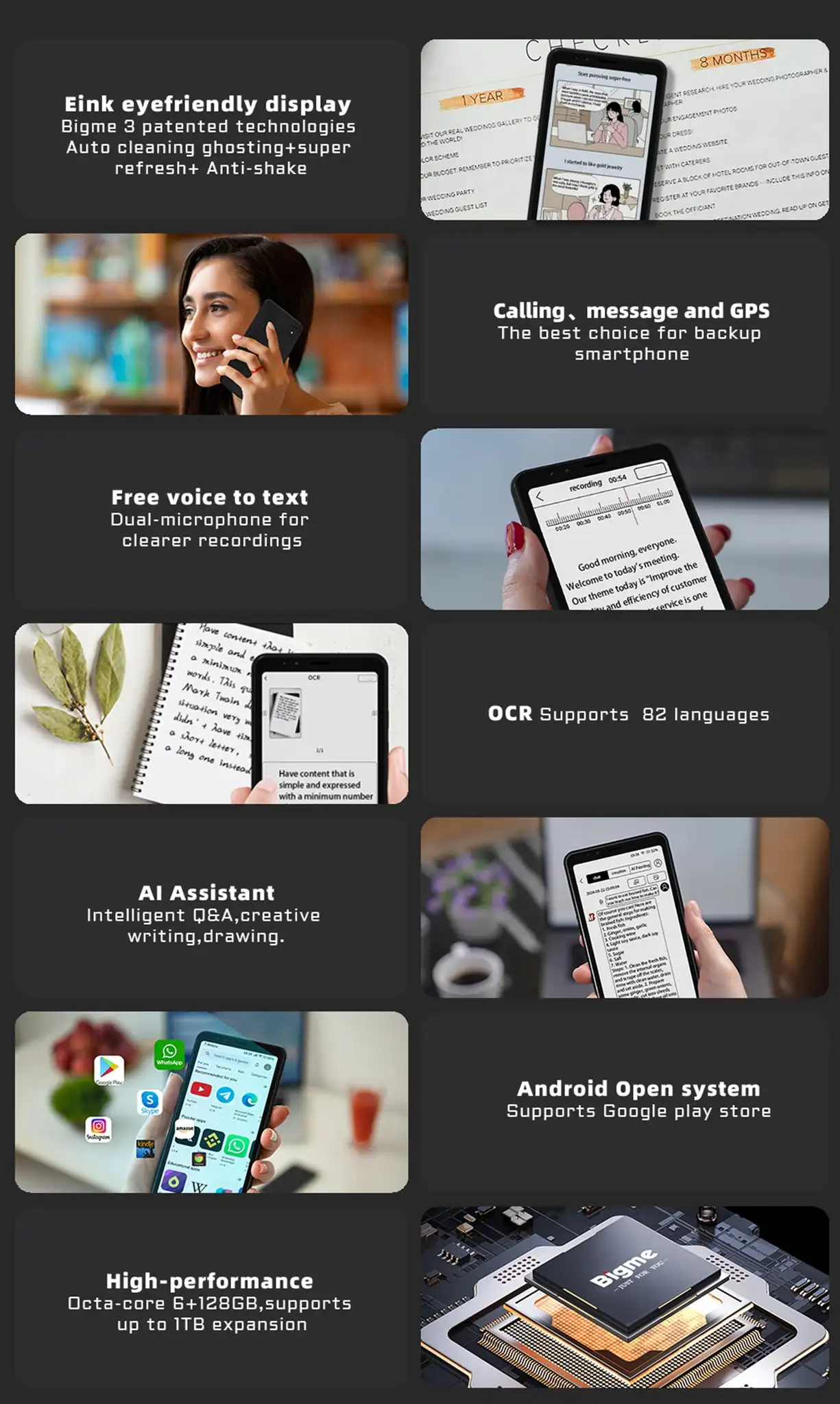 Bigme Hibreak E-Book-Reader E-Ink-Display 5,84 Zoll Smartphone Elektronisches Buch Android 11-Unterstützung Google Play Eink Phone Ereader – Detail 13