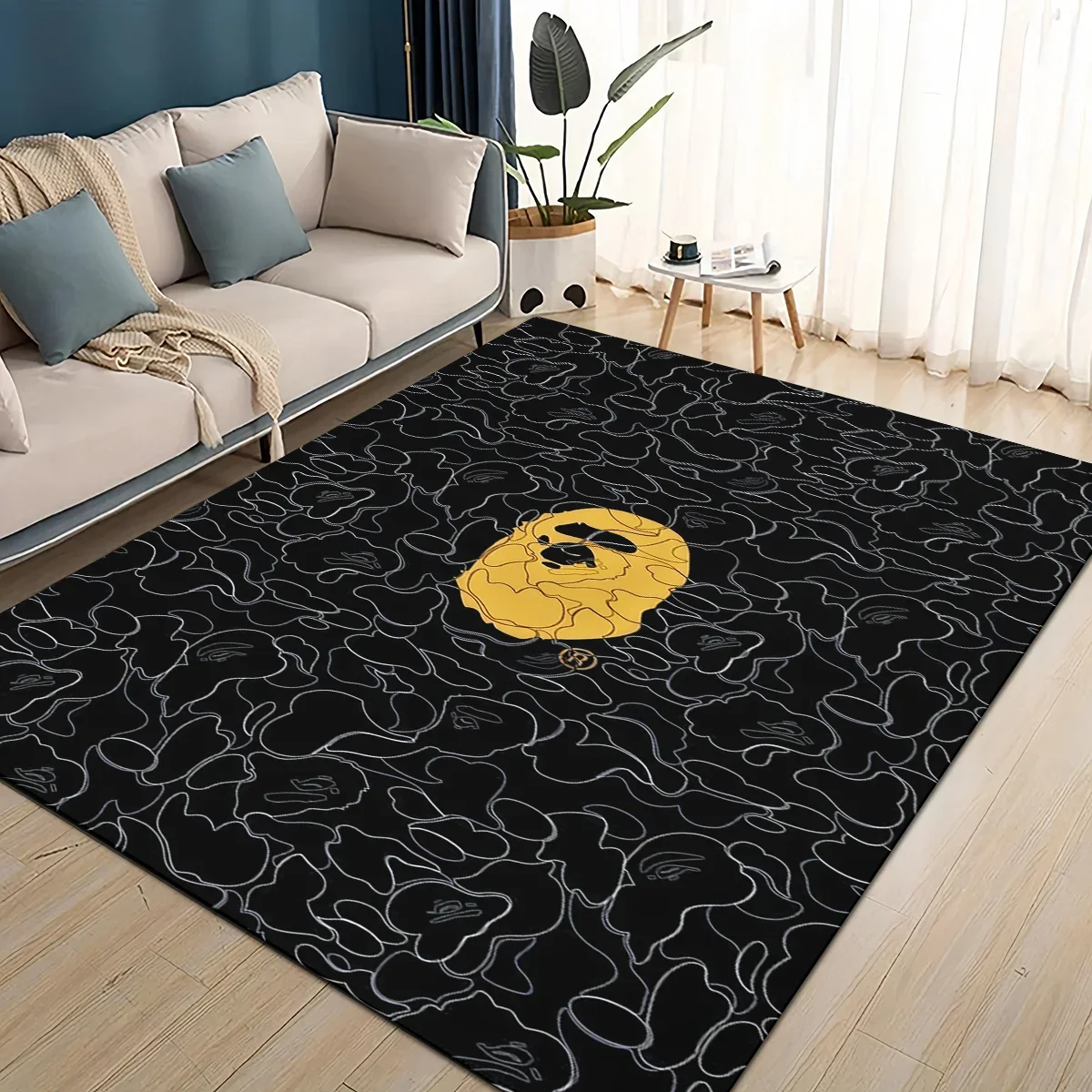 Alfombra de Dibujos Animados B-BAPE Estilo 2025 para Sala de Estar, Dormitorio, Decoración del Hogar, Alfombra Antideslizante para Niños, Tapete para Sofá